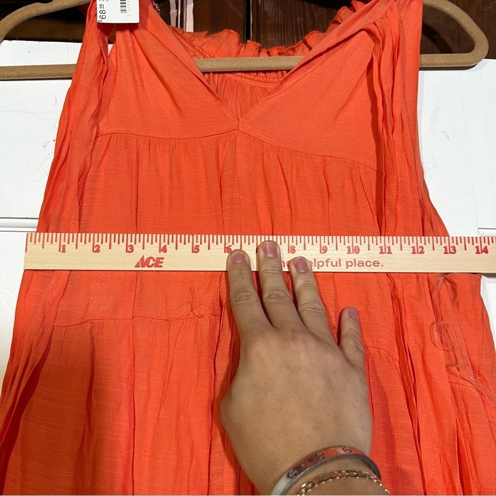 NWT Entro Orange Maxi Dress Size Medium Ruffle Summer Resortwear Vacation - Picture 5 of 7